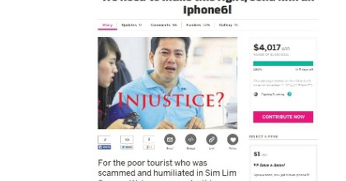 Một người Singapore kêu gọi quyên tiền mua iPhone 6 cho du khách Việt ‘bị lừa’