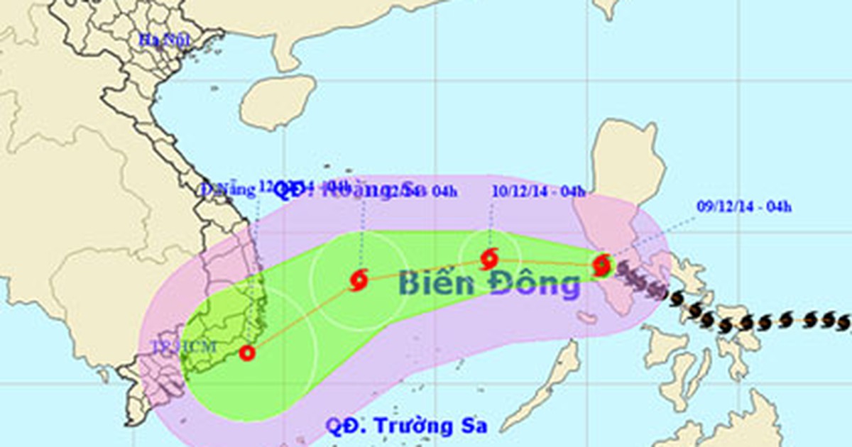 Sáng nay, bão Hagupit giật cấp 11 vào biển Đông