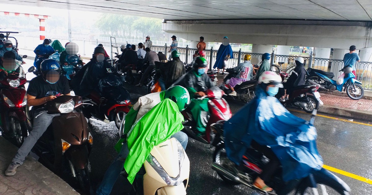 Trú mưa dưới gầm cầu, xin đừng gây tắc nghẽn giao thông