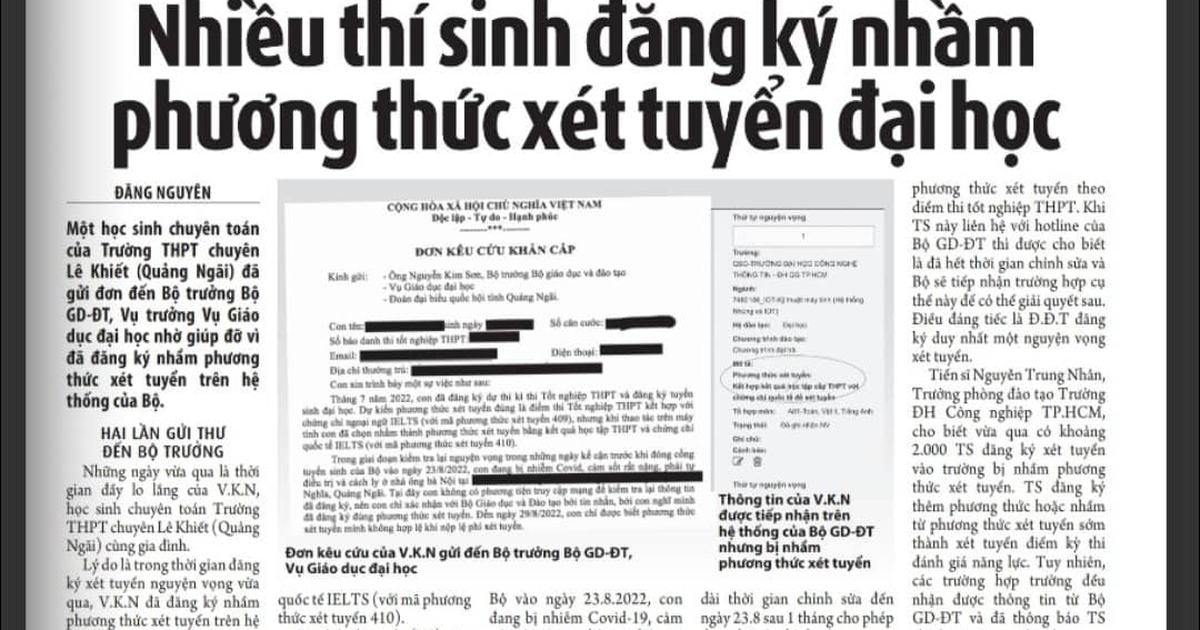 Bộ GD-ĐT cho phép các trường đại học đưa thí sinh đăng ký nhầm vào lọc ảo