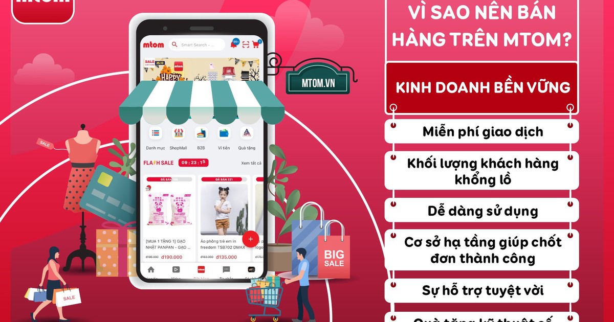 mTom - Sàn TMĐT đa tính năng, người dùng hoàn toàn miễn phí