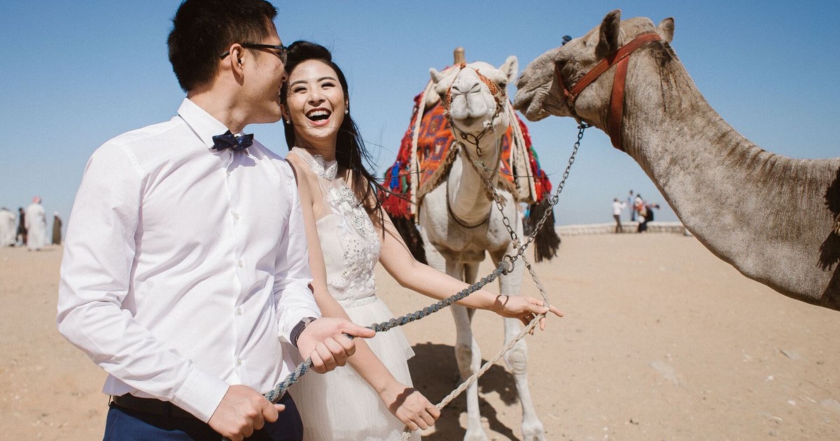 Hoa hậu Ngọc Hân chụp ảnh cưới tại kim tự tháp