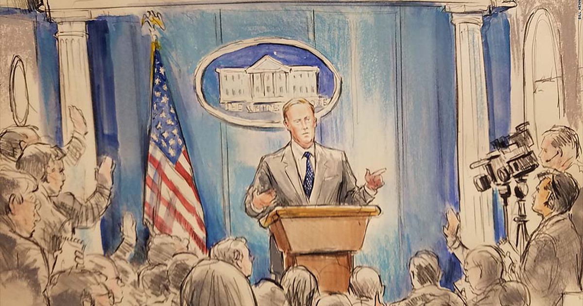 Họa sĩ dự họp báo Nhà Trắng thay phóng viên ảnh