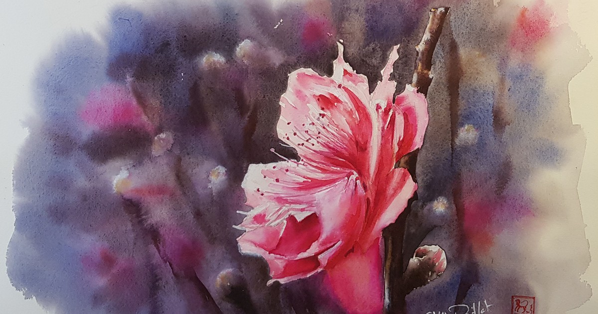 Họa sĩ Pháp vẽ hoa đào, hoa mai chào đón tết Việt