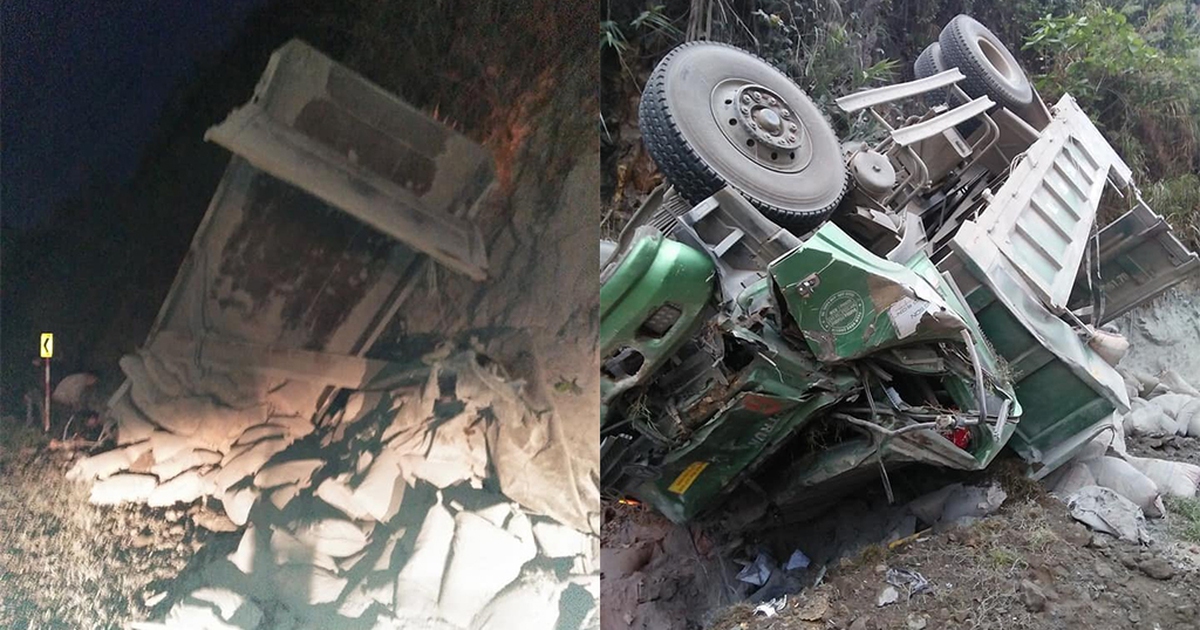 Xe tải mất lái đâm vào vách núi, tài xế tử vong trong ca bin