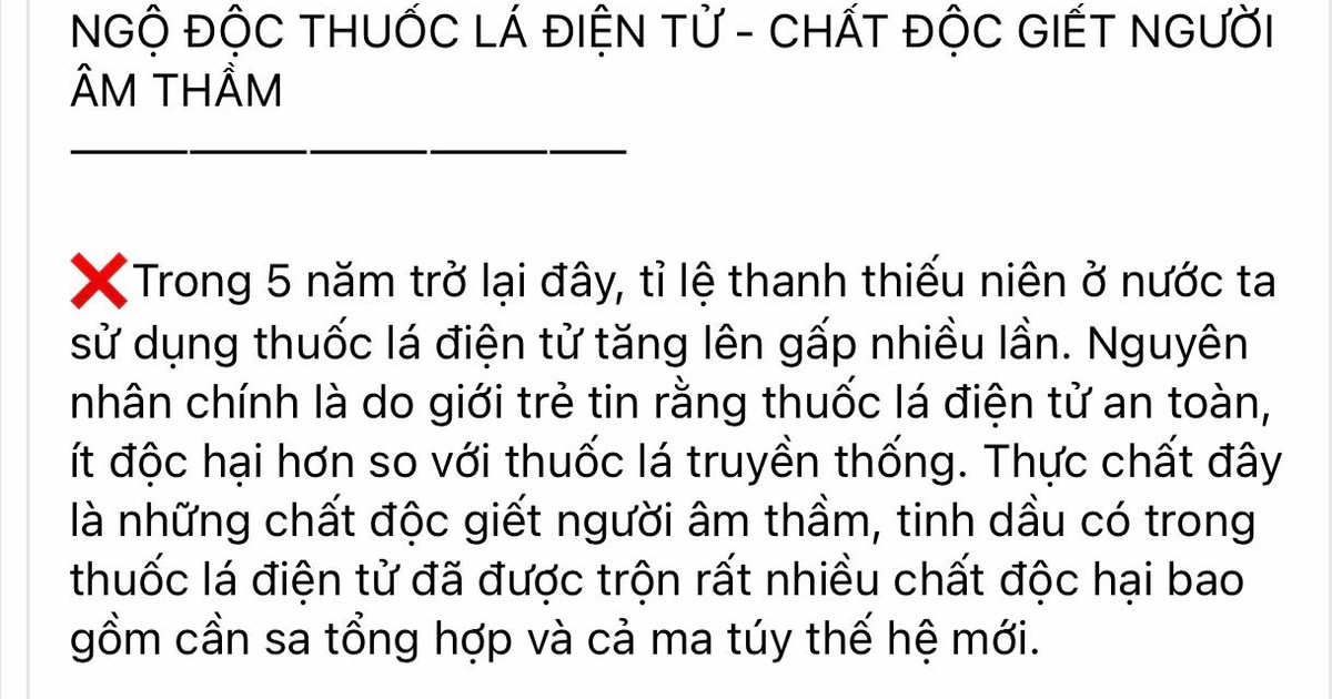 Cảnh báo thuốc lá điện tử chứa chất gây nghiện
