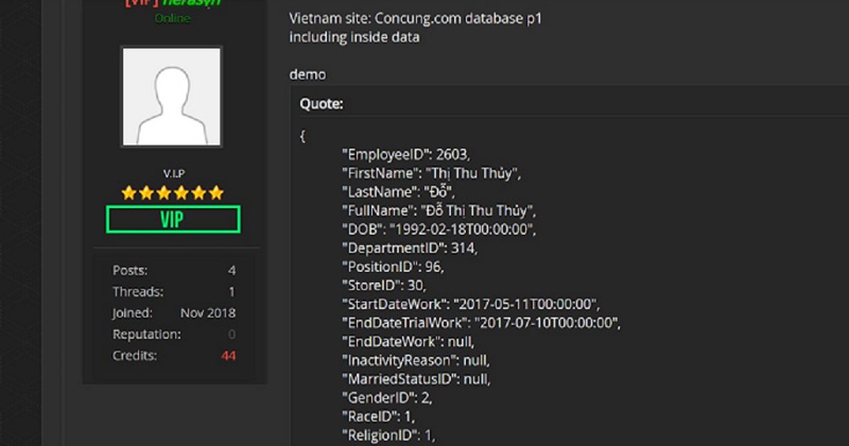 Sau Thế Giới Di Động, hacker lại tung dữ liệu của Con Cưng