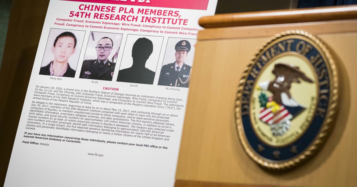 Mỹ truy tố 4 quân nhân Trung Quốc tấn công mạng, trộm bí mật thương mại