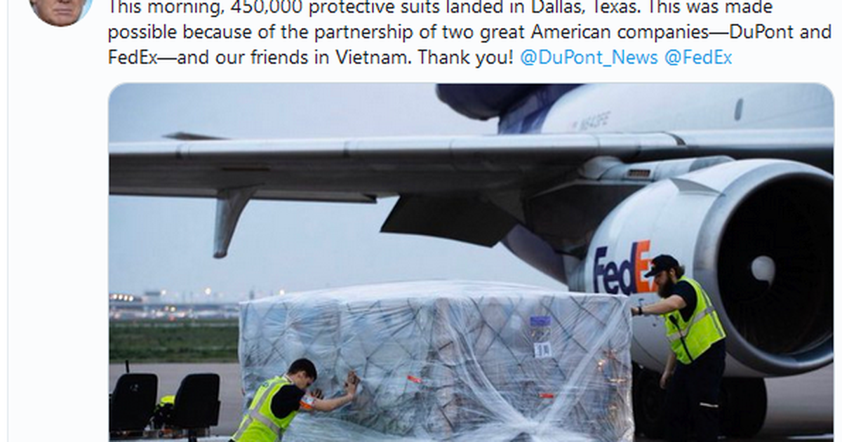 Tổng thống Trump cảm ơn ‘những người bạn ở Việt Nam’ hỗ trợ chống Covid-19