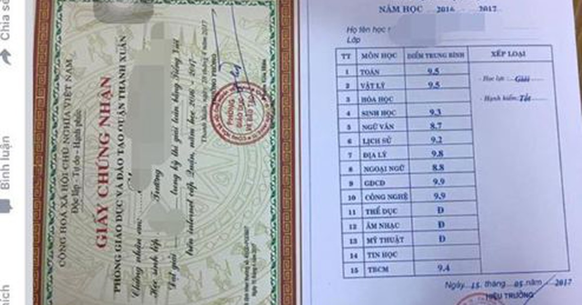 Phạm luật khi khoe bảng điểm của con lên mạng