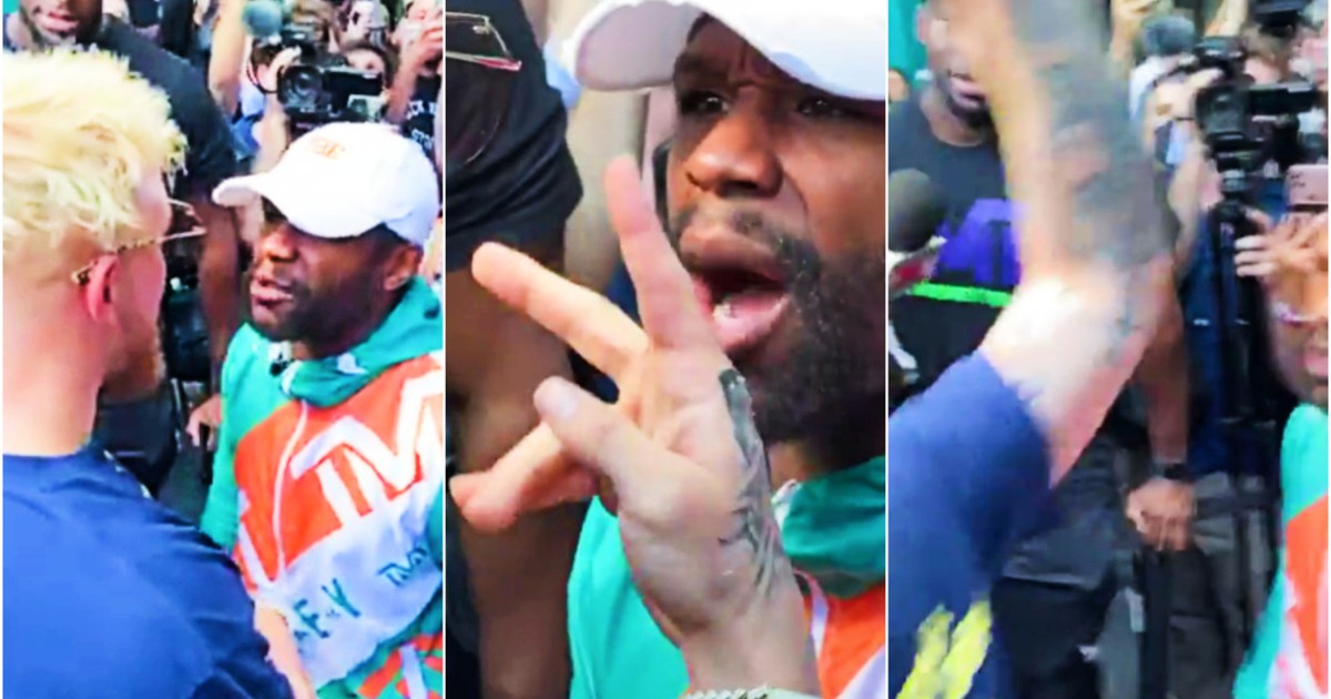 Hỗn loạn tại họp báo khi YouTuber Jake Paul giật nón của ‘Độc cô cầu bại’ Mayweather