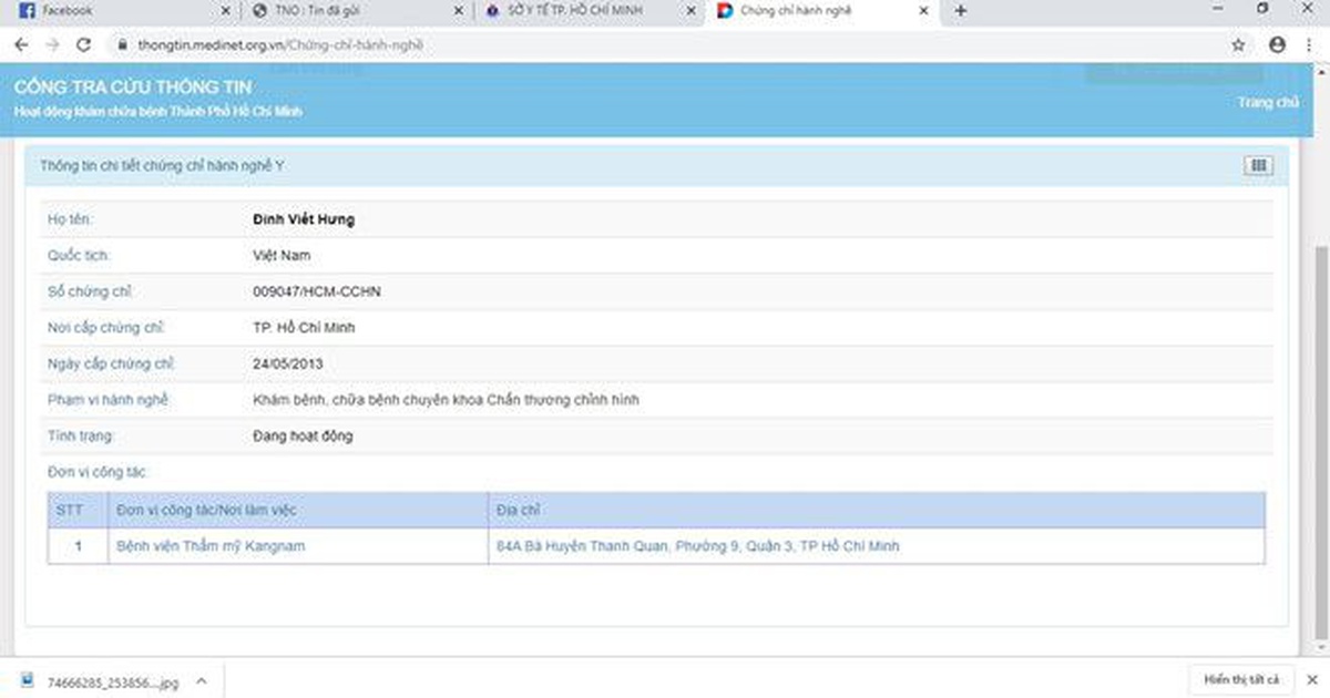 Công an TP.HCM đề nghị truy tố bác sĩ Đinh Viết Hưng phẫu thuật thẩm mỹ trái phép