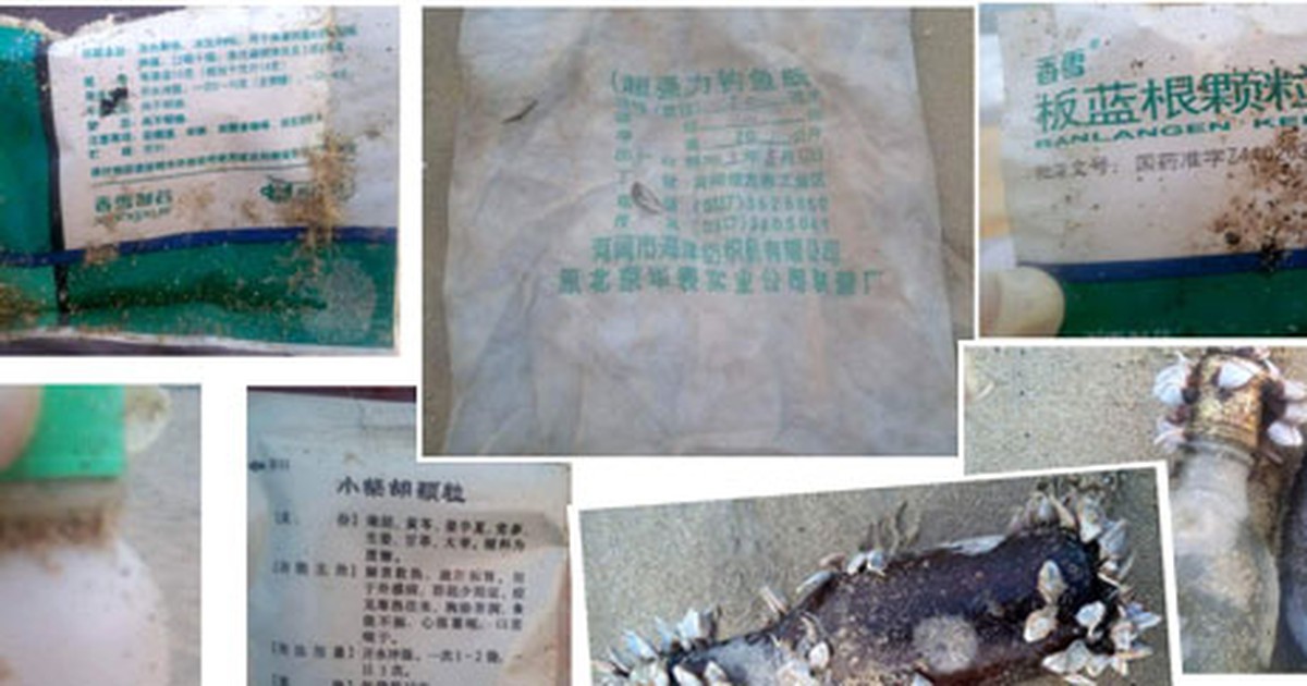 Bao bì, chai lọ mang nhãn mác Trung Quốc tấp đầy bờ biển Quảng Bình