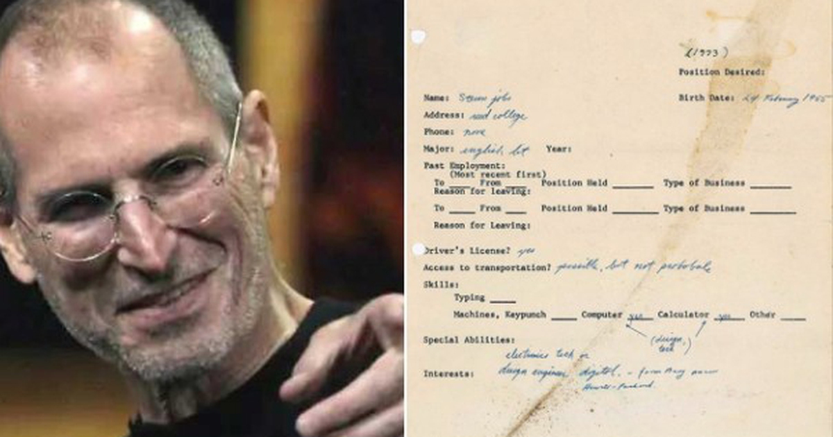 Đơn xin việc của Steve Jobs bán giá gần 4 tỉ đồng