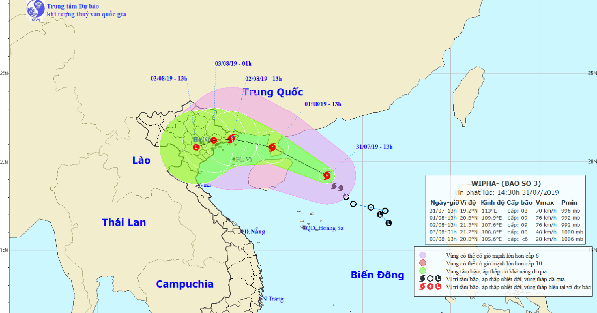 Bão số 3 diễn biến phức tạp, Bắc bộ hứng mưa lớn
