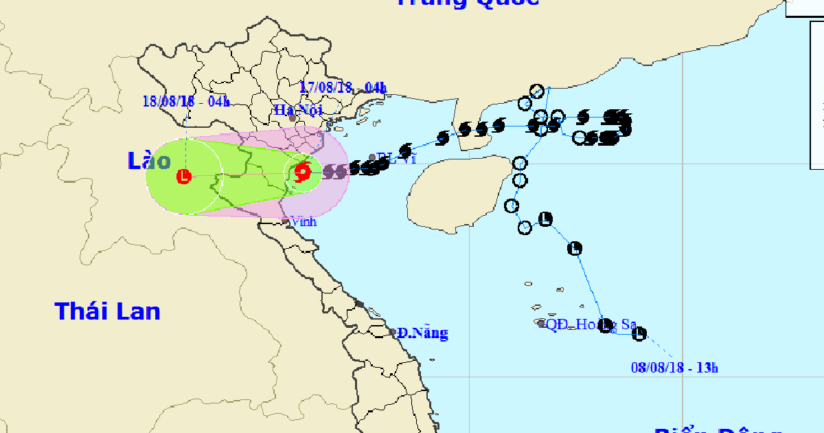 Bão số 4 giật cấp 9 đi vào các tỉnh từ Nam Định đến Thanh Hoá
