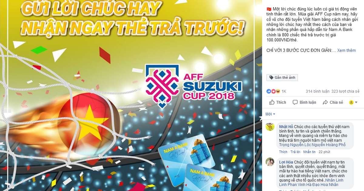 Nhận ngay quà tặng khi gửi lời chúc đến đội tuyển Việt Nam tại AFF Cup 2018