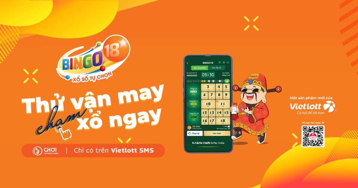 Vietlott phát hành xổ số quay nhanh trên điện thoại Bingo18
