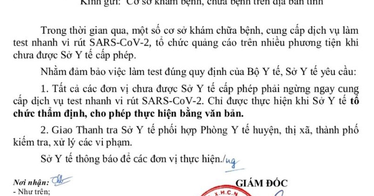 Đắk Lắk: Dừng ngay hoạt động dịch vụ test nhanh Covid-19 ở cơ sở chưa được cấp phép