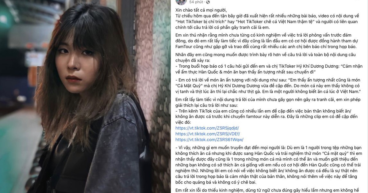 TikToker xin lỗi vụ không ăn được cá Việt Nam nhưng ăn cá Hàn Quốc