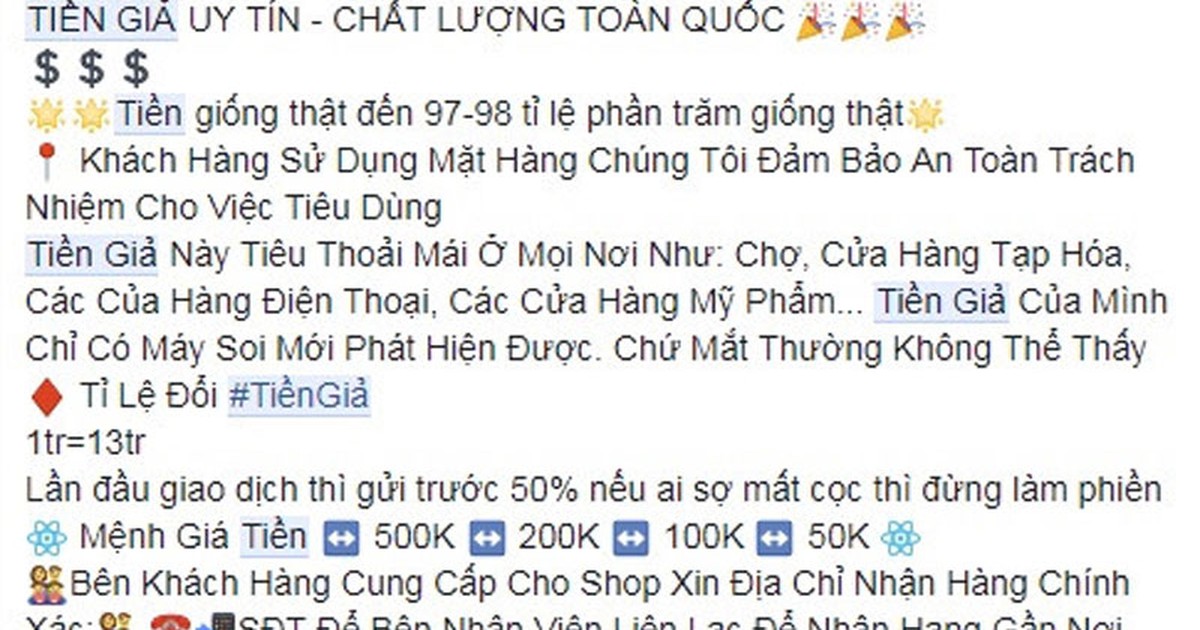Cẩn thận kẻo sập bẫy lừa tiền giả trên Facebook