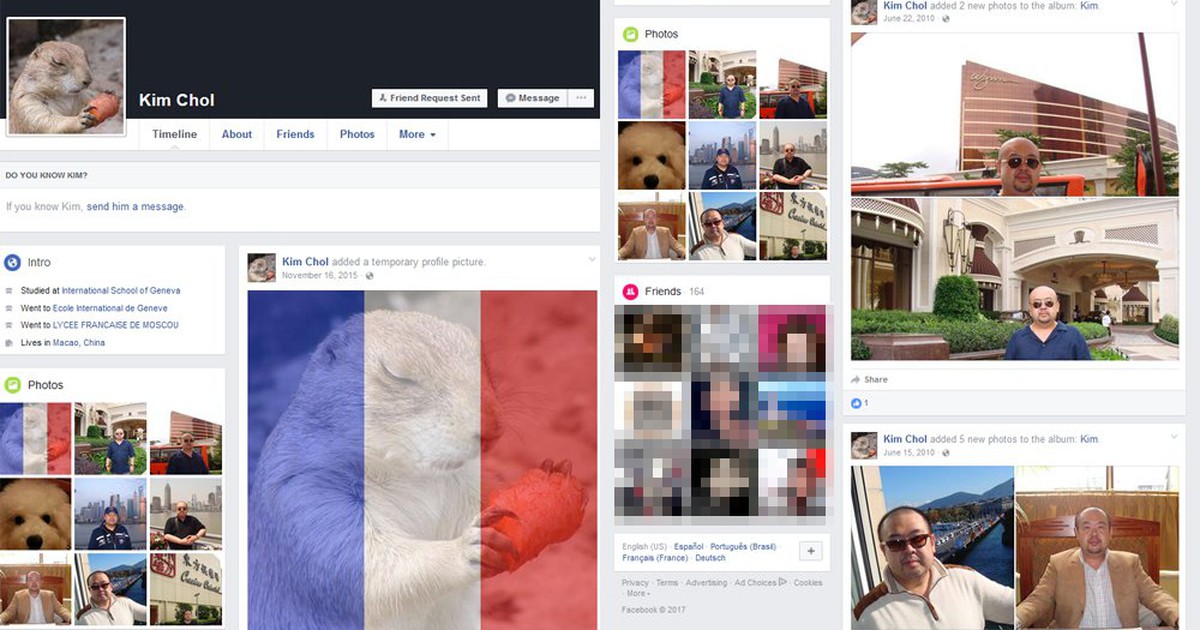 Thông tin về trang Facebook được cho là của ông Kim Jong-nam