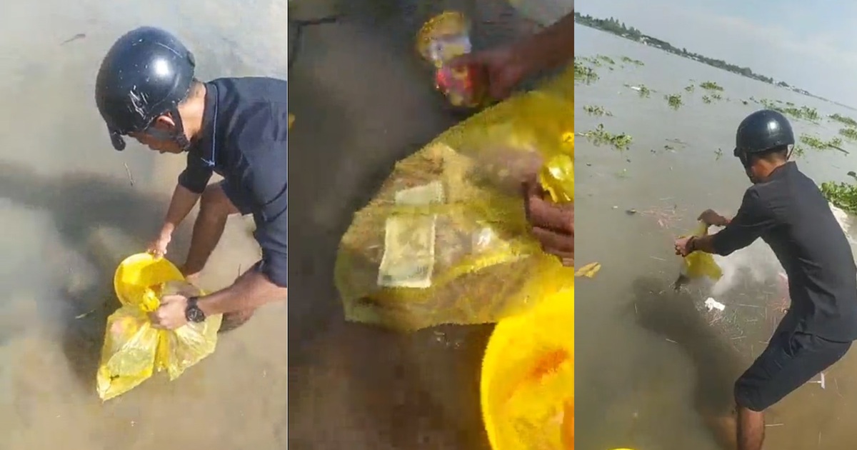 Ngán ngẩm nam thanh niên thả cá phóng sinh thả luôn vàng mã, túi ni lông