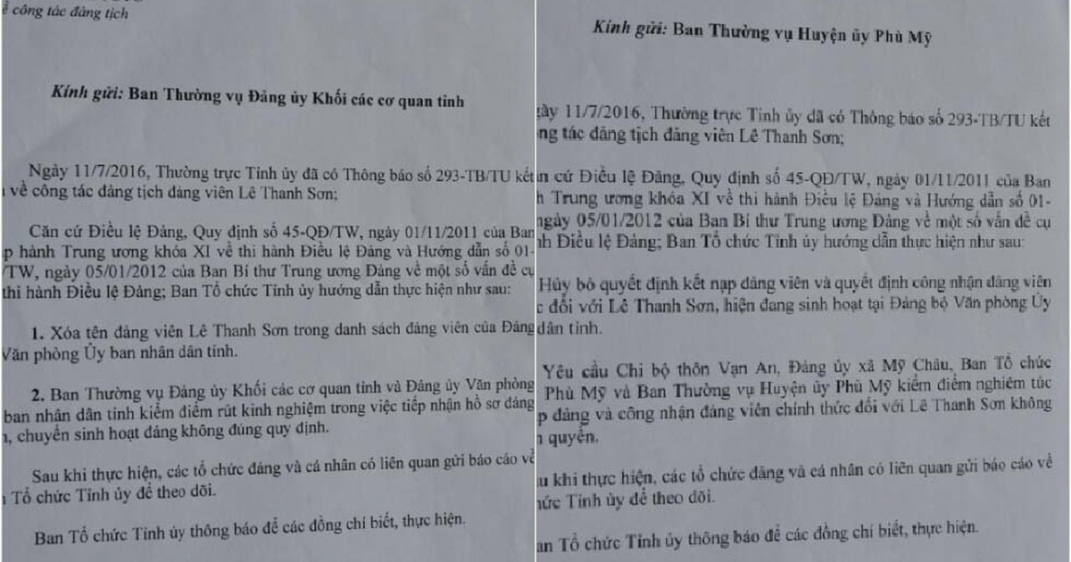 Cháu của nguyên Bí thư tỉnh bị xóa tên đảng viên vì được kết nạp 'sai quy trình'