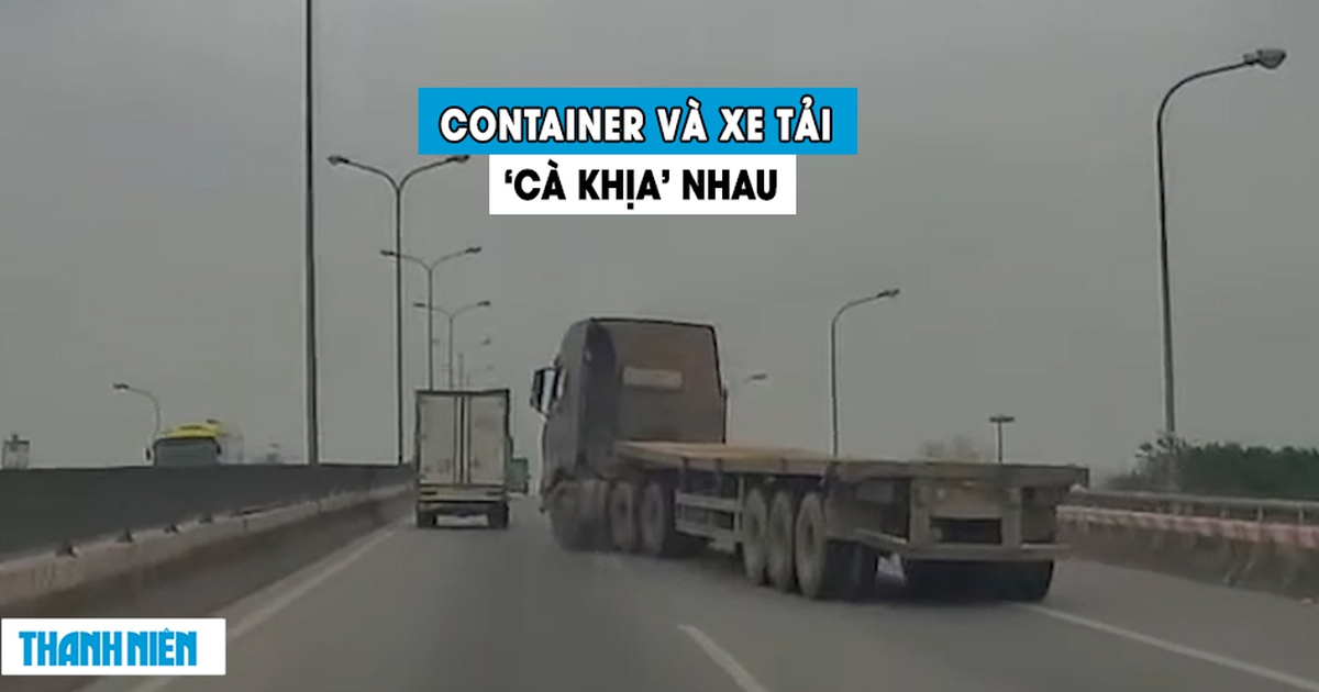 Kinh hoàng xe tải và container rượt đuổi, chèn đường nhau ‘như phim ...