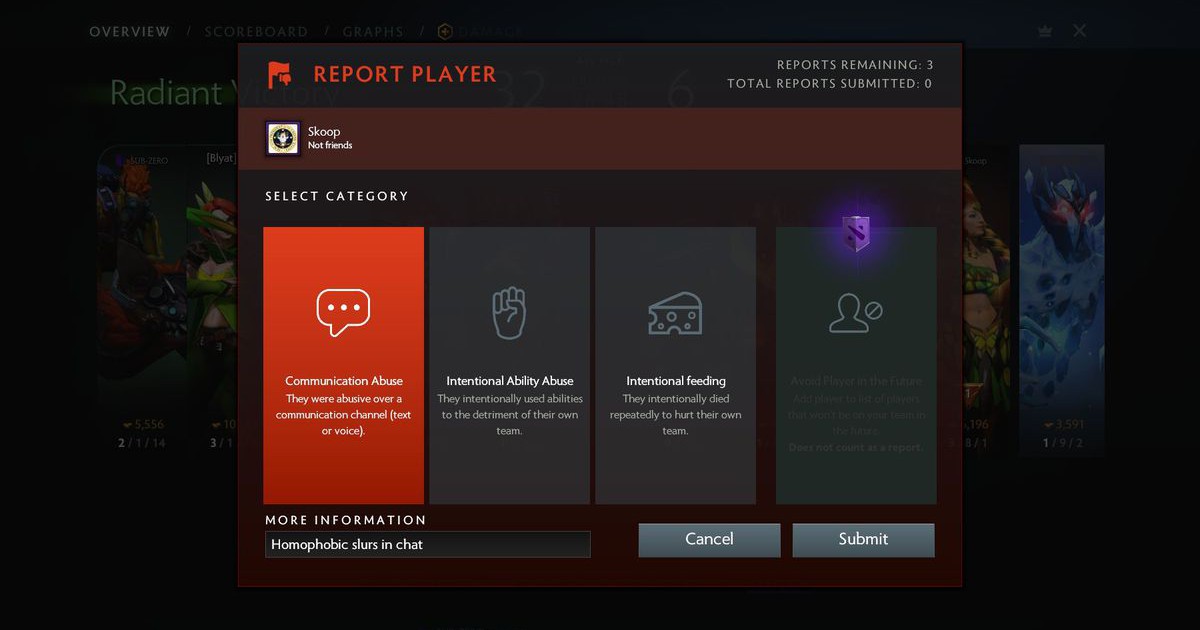 Dota 2: Valve cung cấp tính năng 'Avoid Player' nhằm tránh những người chơi phá game