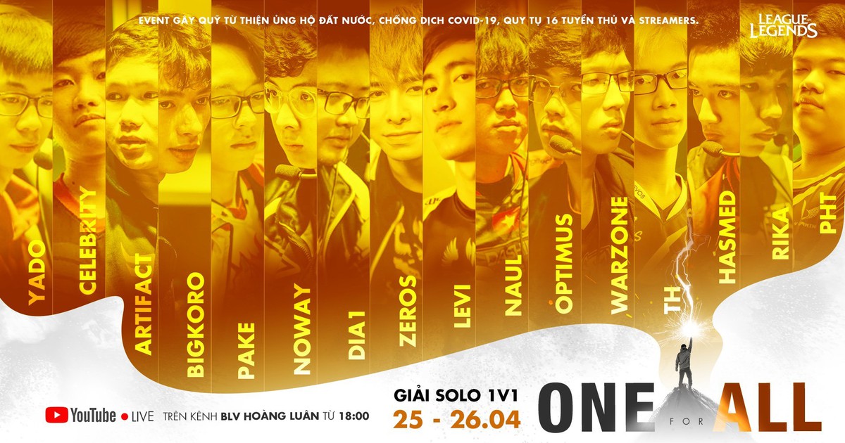 Giải đấu 'Solo 1v1 - One For All' của LMHT quyên góp được hơn 110 triệu đồng vào quỹ chống dịch COVID-19