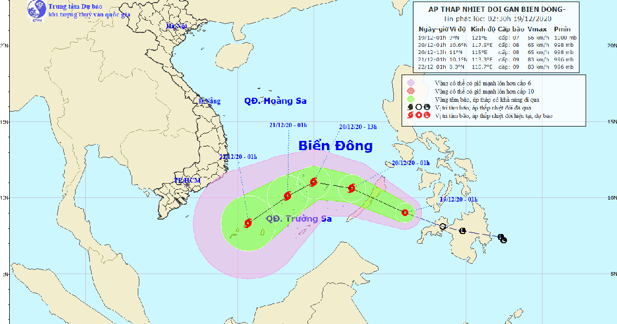 Dự báo thời tiết 19.12.2020: Áp thấp nhiệt đới có khả năng thành bão