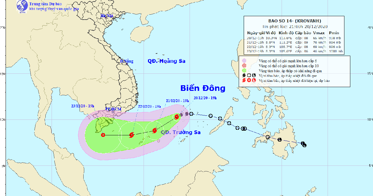 Bão số 14 cách đảo Song Tử Tây khoảng 150 km, gây gió giật cấp 10