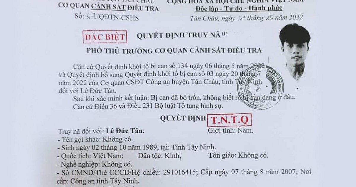 Truy nã toàn quốc Lê Đức Tân, bị can ép cô gái đi làm tiếp viên karaoke trừ nợ