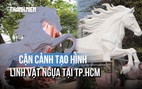 Cận cảnh quá trình tạo hình linh vật ngựa cho đường hoa Nguyễn Huệ