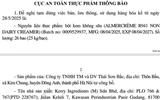 Tạm dừng lưu thông, sử dụng nguyên liệu bột kem không sữa do vi phạm ghi nhãn