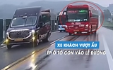 Xe khách cướp đường vượt ẩu, ép ô tô con vào lề cao tốc