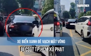 Xe biển xanh đè vạch mắt võng bị CSGT TP.HCM xử phạt