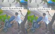 Phía sau clip người đàn ông lớn tuổi lặng lẽ treo túi đồ ăn ở xe