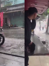 Chàng trai đang quay cảnh mưa ở TP.HCM thì sét đánh gần đó, tiếng nổ lớn