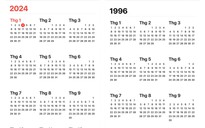 Kỳ lạ lịch năm 2024 và 1996 giống nhau y đúc, vì sao như vậy?