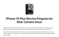 Apple công bố sửa chữa miễn phí lỗi camera trên iPhone 14 Plus