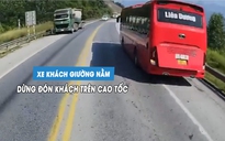 Xe khách ngang nhiên dừng đón khách trên cao tốc, suýt gây tai nạn