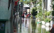 Triều cường dâng cao, người dân hẻm ở TP.HCM thức trắng đêm bơm nước ngập