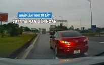 Ô tô con chuyển làn 'như tự sát' trên cao tốc, suýt gây tai nạn liên hoàn