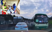 Lập biên bản xử lý tài xế xe buýt chạy ngược chiều trên quốc lộ 1