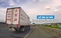 Xe tải cố tình tạt đầu, 'hất' ô tô con vào làn dừng khẩn cấp cao tốc
