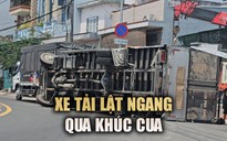 Buổi trưa chật vật vì lật xe tải chở bồn chứa ở Thới Tam Thôn