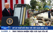 Xem nhanh 12h: Mỹ áp thuế đối ứng với Việt Nam mức 46% | Truy trách nhiệm việc cải tạo vỉa hè