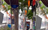 Cháy đường điện, cáp viễn thông suýt lan sang tiệm bánh ở Bình Chánh
